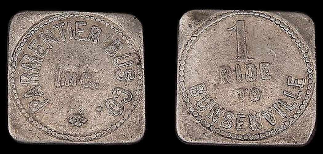 Parmentier Bus Co - Transit Token Aluminum | Square Atwood-Coffee #: IL-910-A