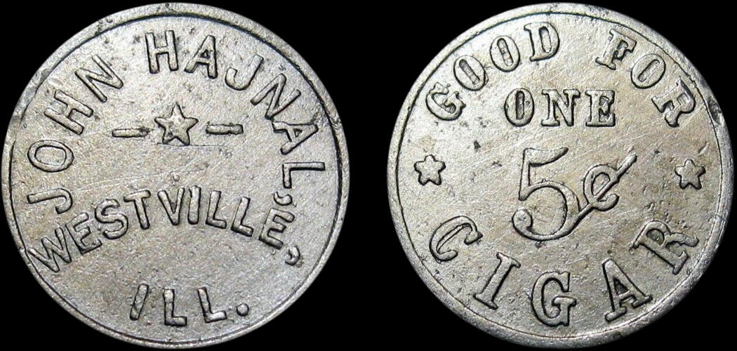 John Hajnal - 5¢ Token Aluminum | Round Vacketta #: Wvl-14